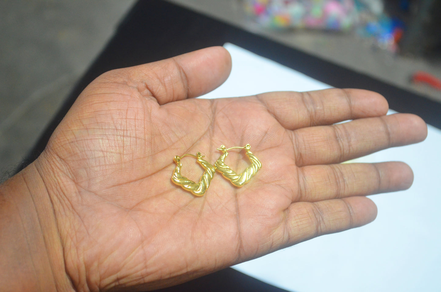 Twisted Rope Design Gold Plated Hoop Earrings - Anti Tarnish Finish