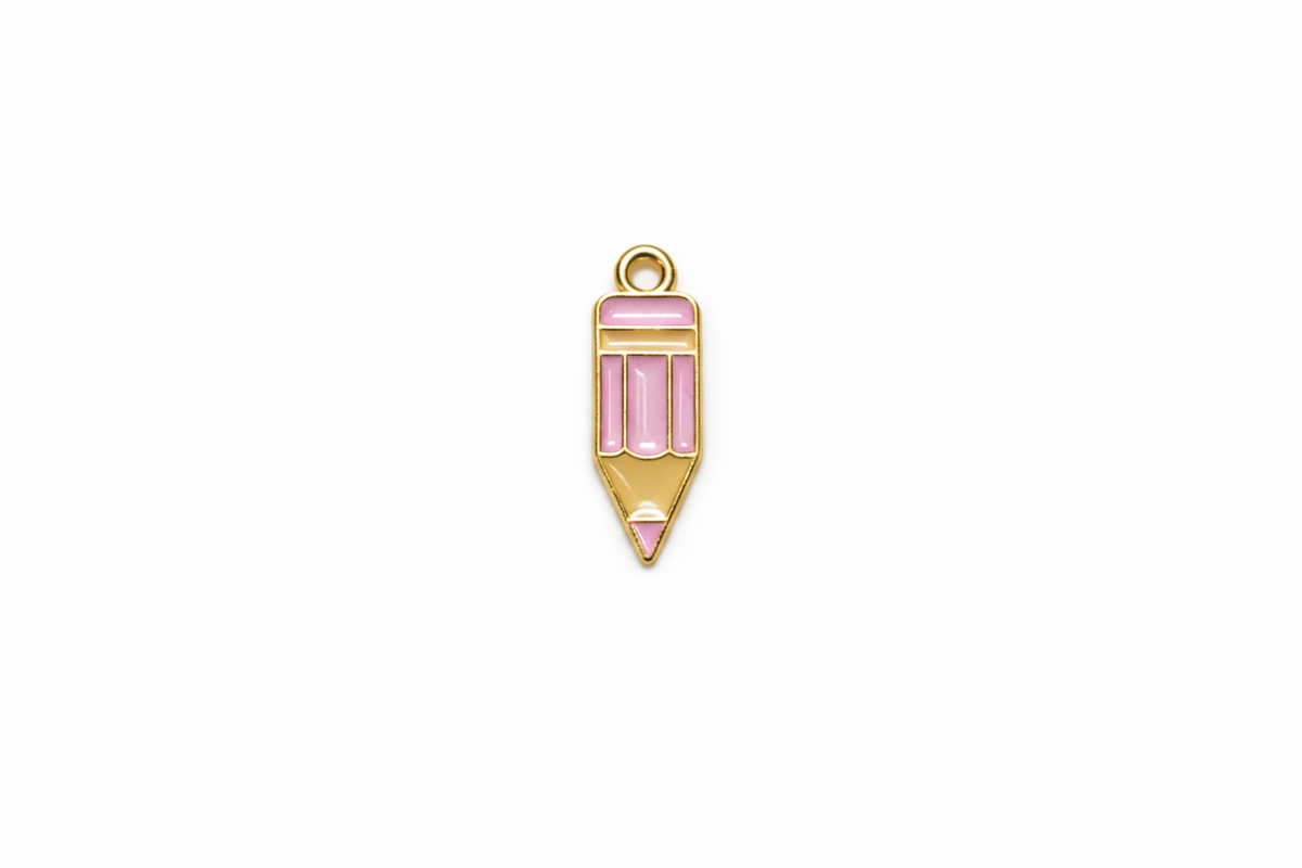 NAGNESHI Pink Pencil Enamel Charms Metal Pendant for Jewelry Making