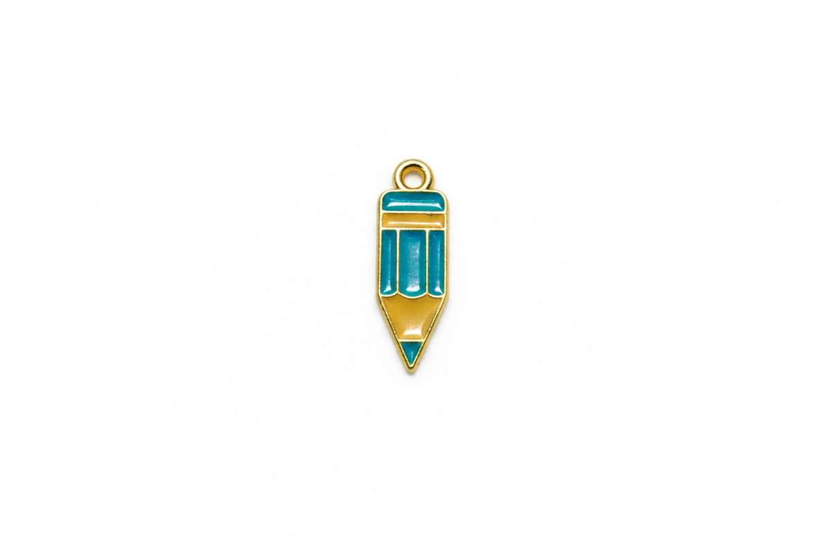 NAGNESHI Blue Pencil Enamel Charms Metal Pendant for Jewelry Making
