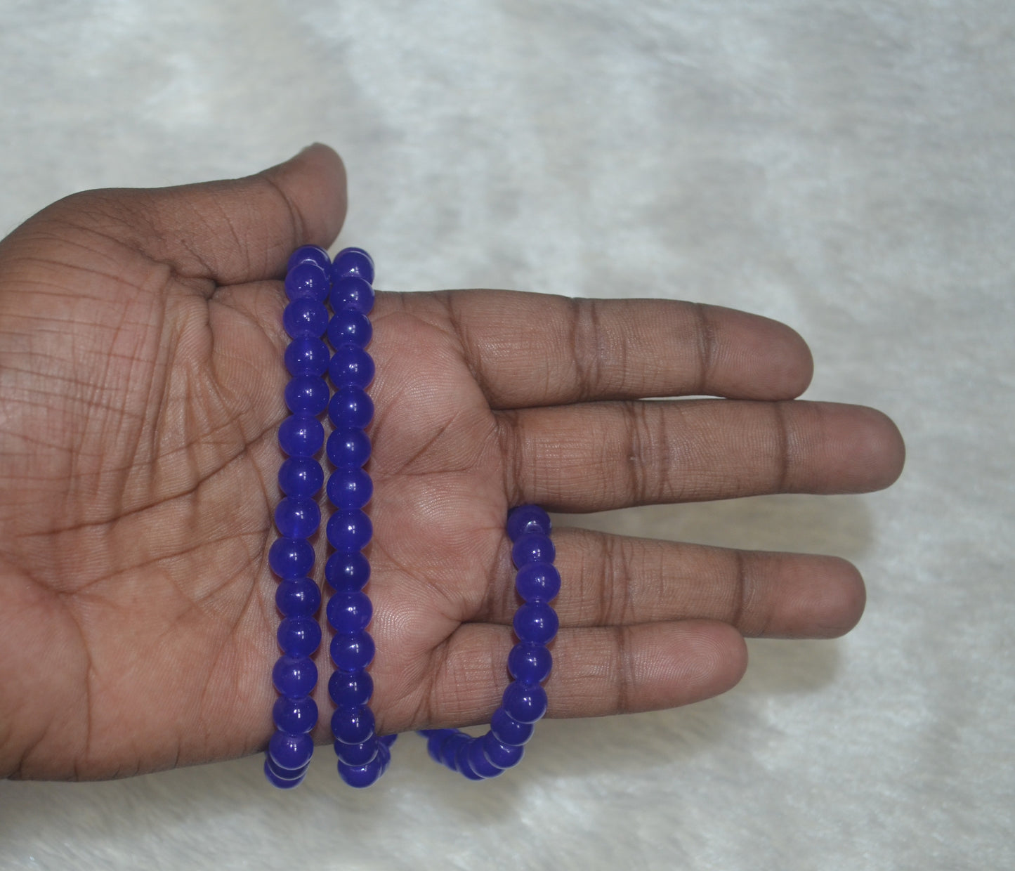 Dark Blue glass beads 8mm - (Pack of 5)