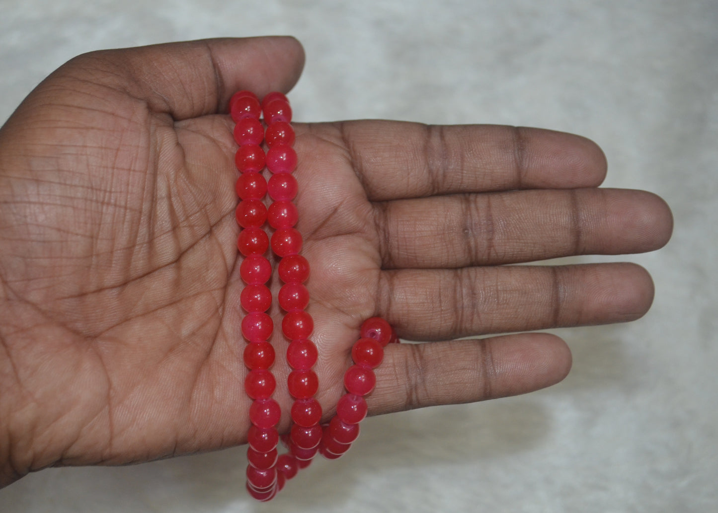Red glass beads 8mm - (Pack of 5)