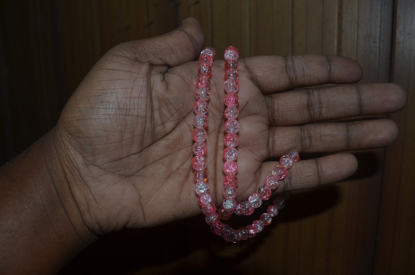 Dual-tone color Crackle Glass Beads - 26cm Strings, Pack of 5