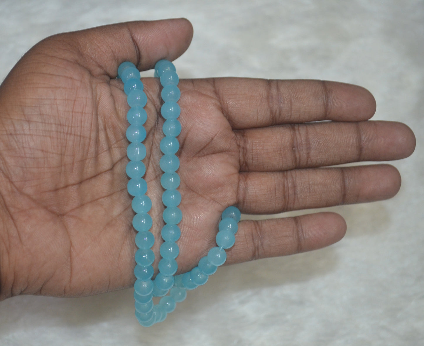 Sky Blue glass beads 8mm - (Pack of 5)