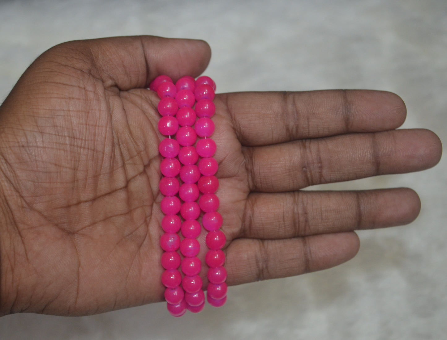 Pink glass beads 8mm - (Pack of 5)
