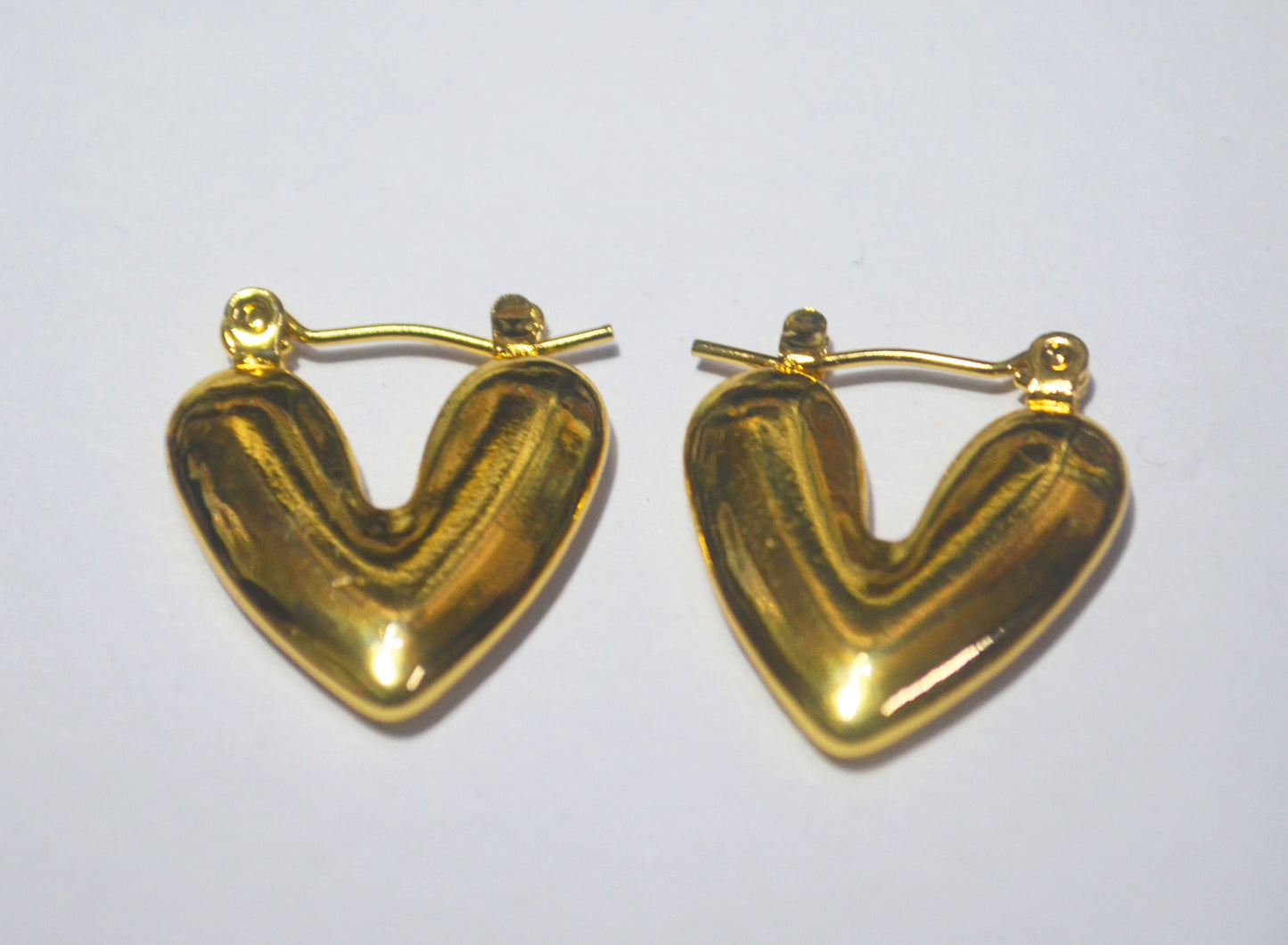 Chunky Gold Heart Shaped Hoop Earrings - Polished Anti Tarnish Finish
