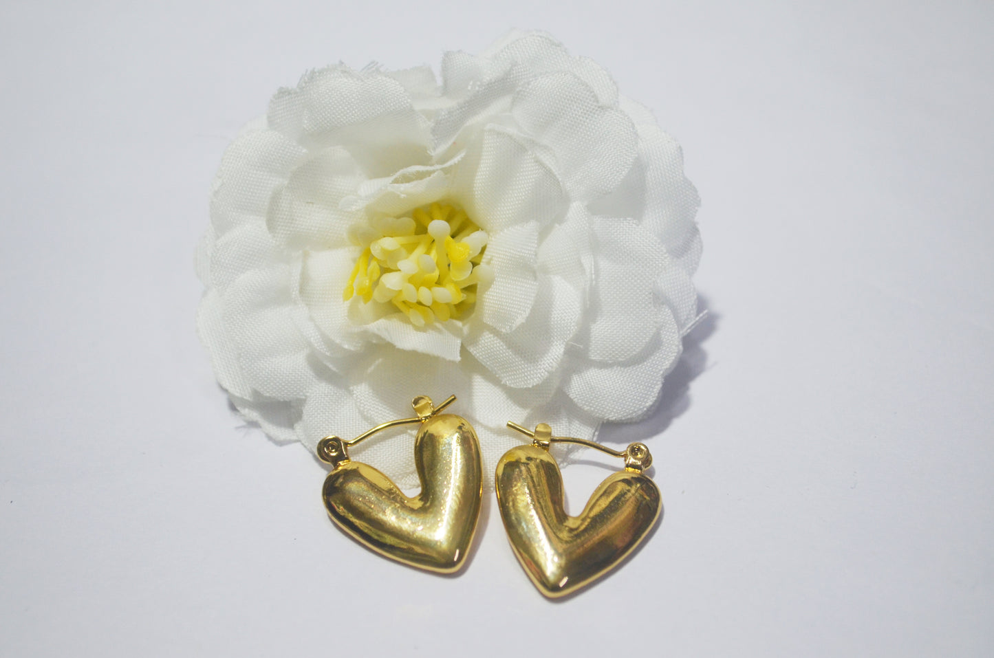 Chunky Gold Heart Shaped Hoop Earrings - Polished Anti Tarnish Finish