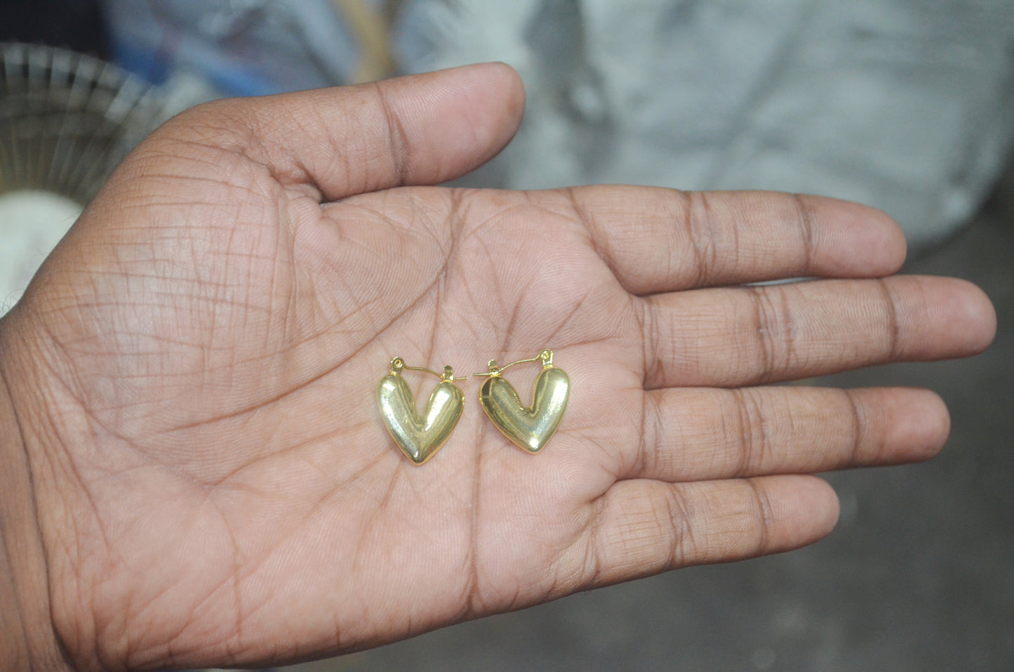 Chunky Gold Heart Shaped Hoop Earrings - Polished Anti Tarnish Finish