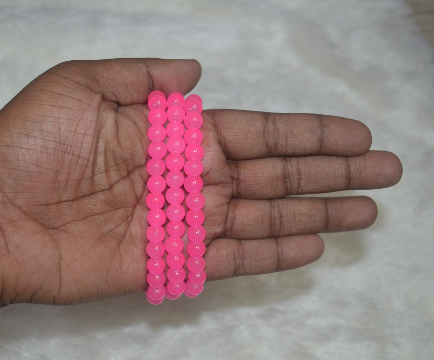 Baby Pink glass beads 8 mm (Pack of 5)