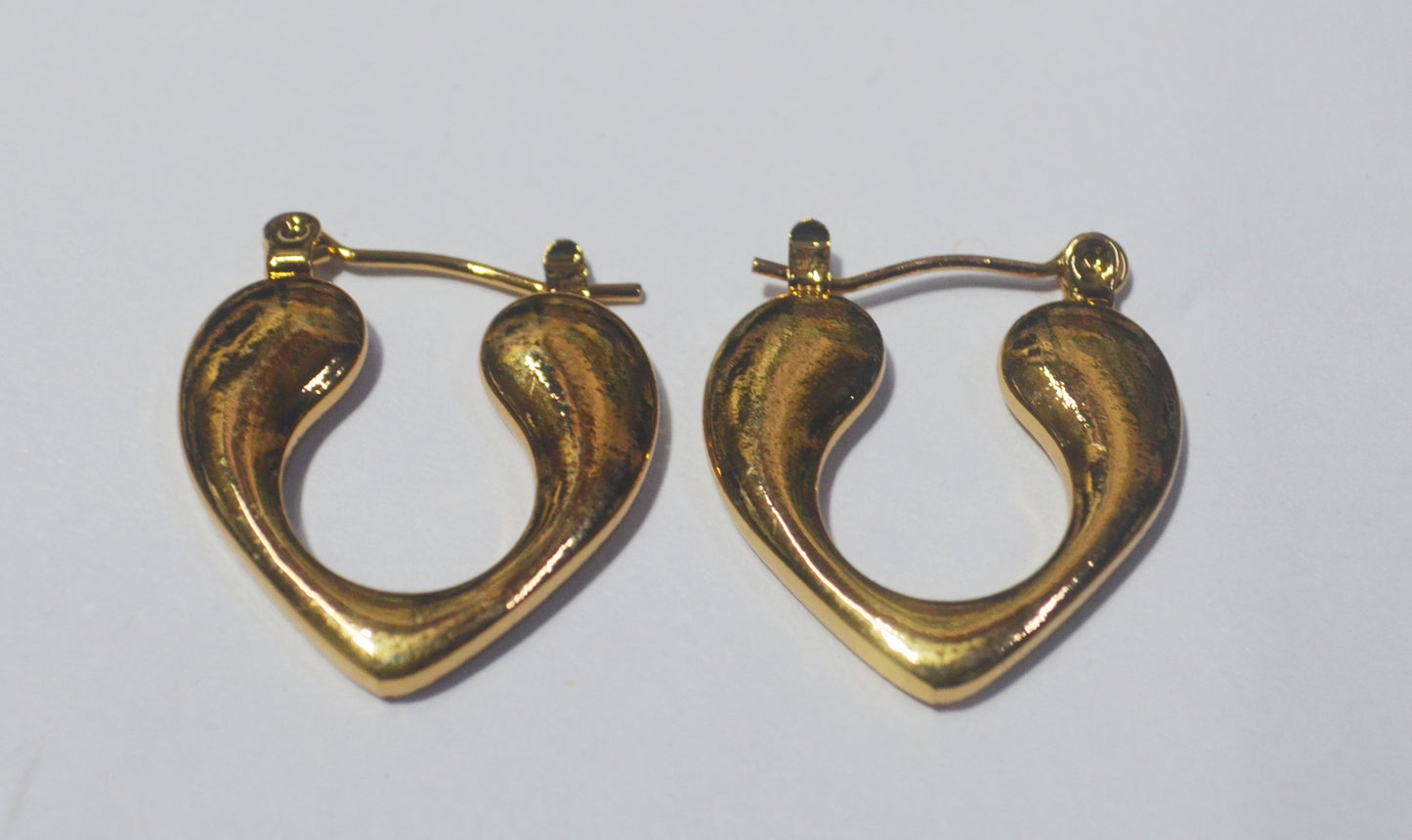 Modern Abstract Heart Hoop Earrings - Polished Anti Tarnish Finish