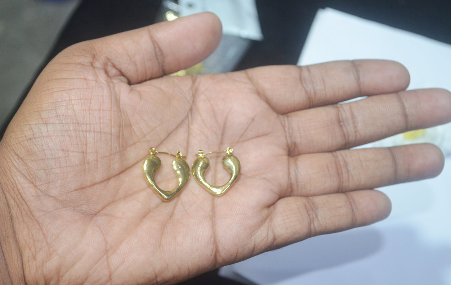 Modern Abstract Heart Hoop Earrings - Polished Anti Tarnish Finish