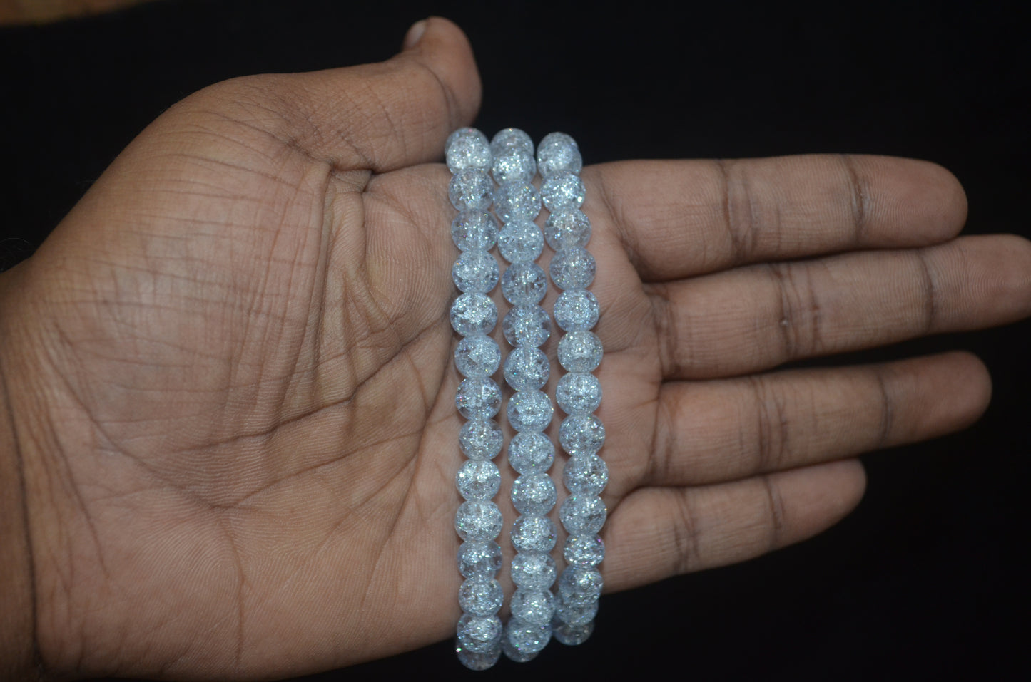 Dual-tone color Crackle Glass Beads - 26cm Strings, Pack of 5
