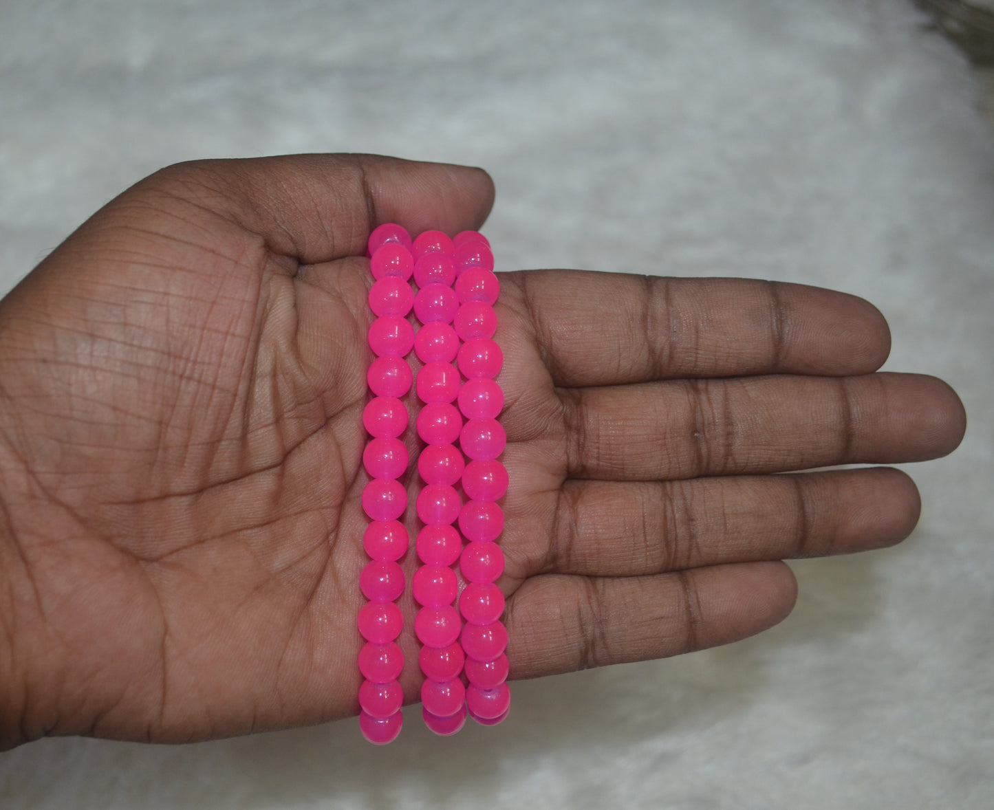 Neon Pink glass beads 8 mm (Pack of 5)