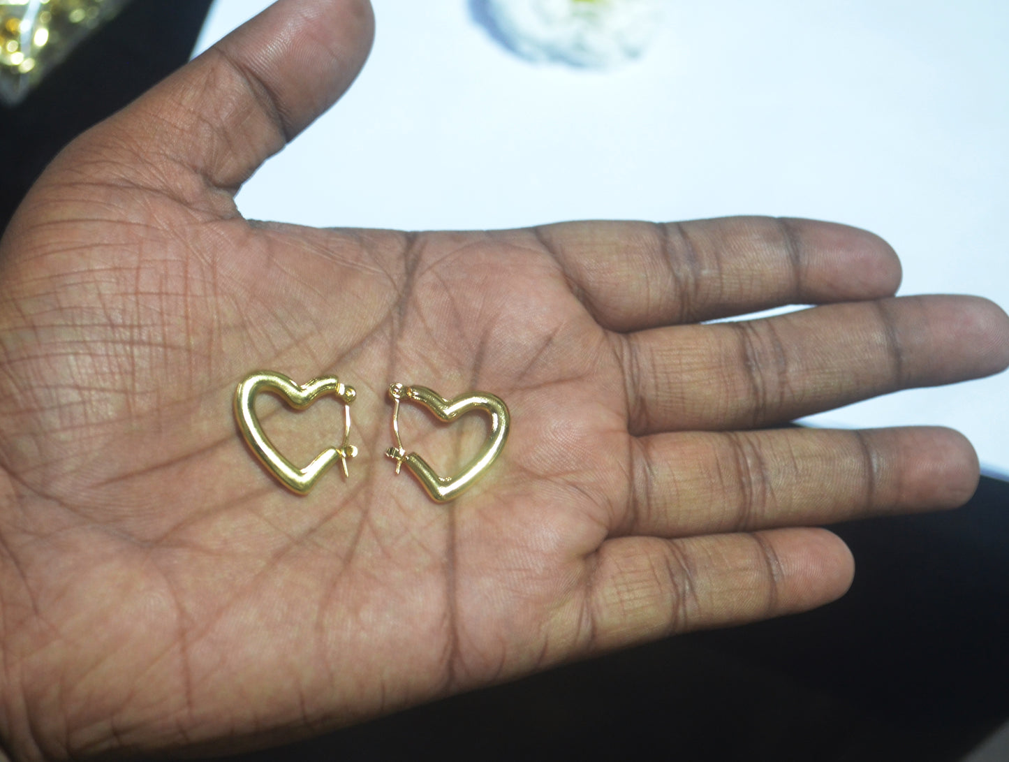 Anti Tarnish Classic Open Heart Hoop Earrings