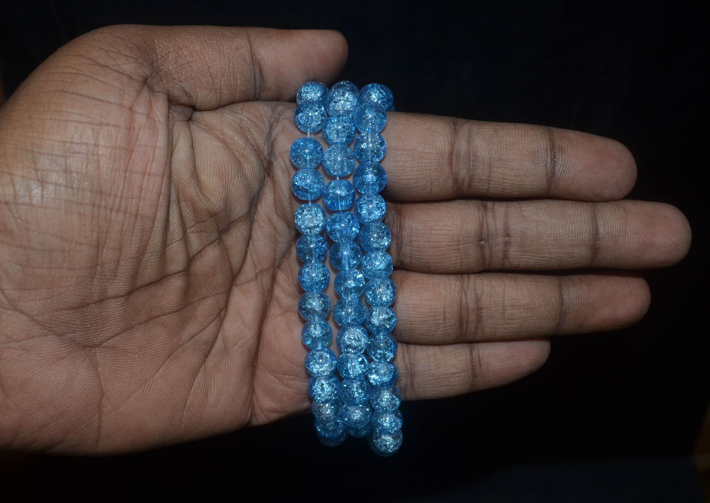 Crackle Glass Beads - 26cm Strings, Pack of 5