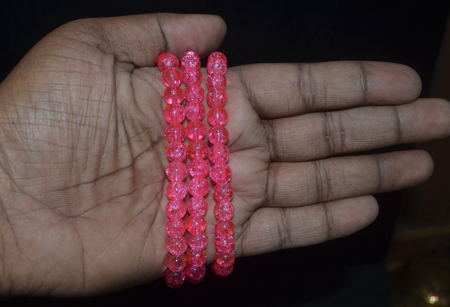 Crackle Glass Beads - 26cm Strings, Pack of 5