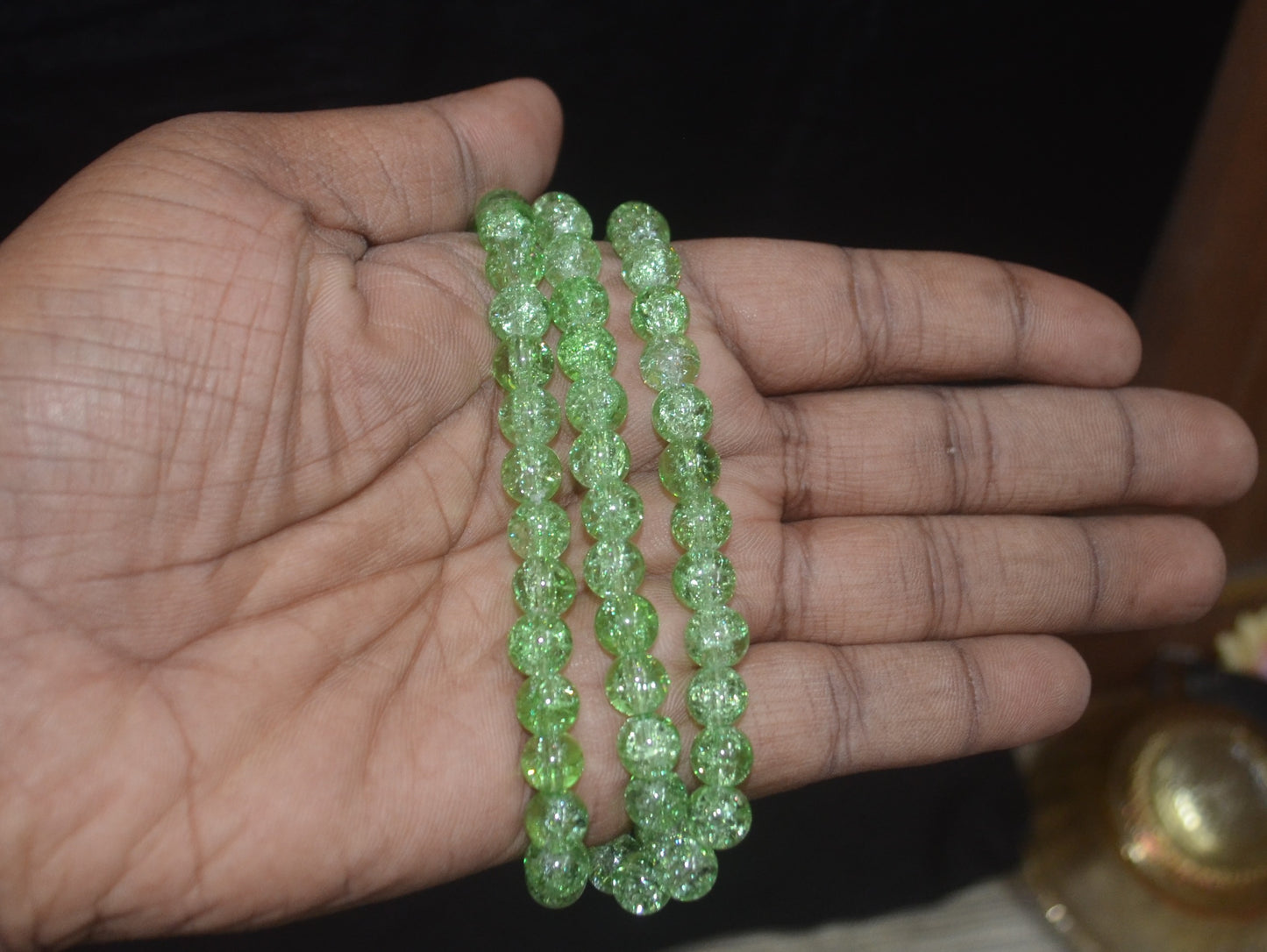Crackle Glass Beads - 26cm Strings, Pack of 5
