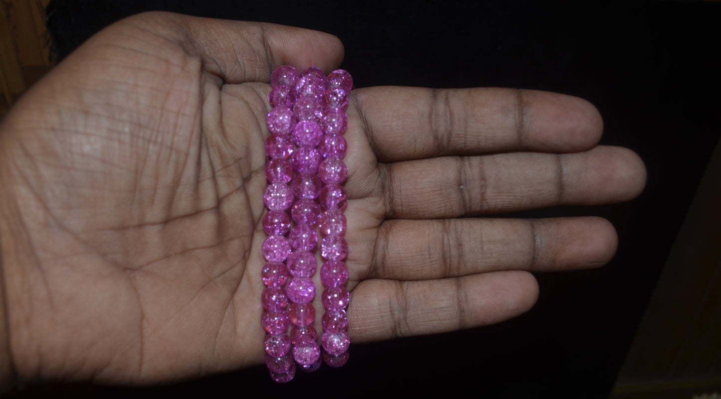 Crackle Glass Beads - 26cm Strings, Pack of 5