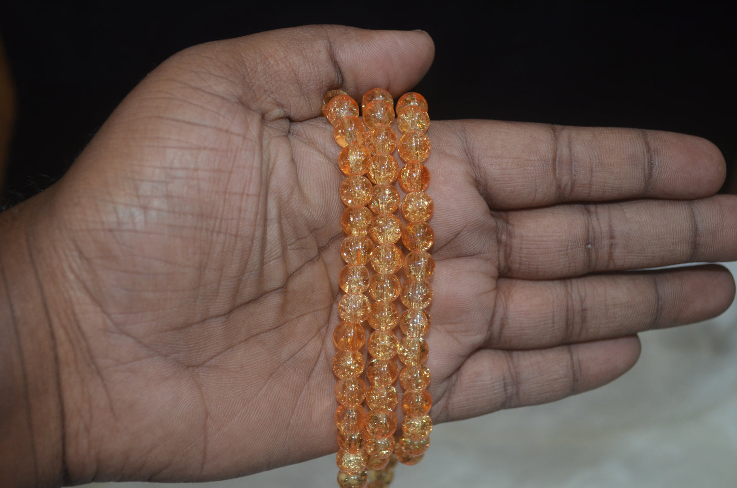 Crackle Glass Beads - 26cm Strings, Pack of 5