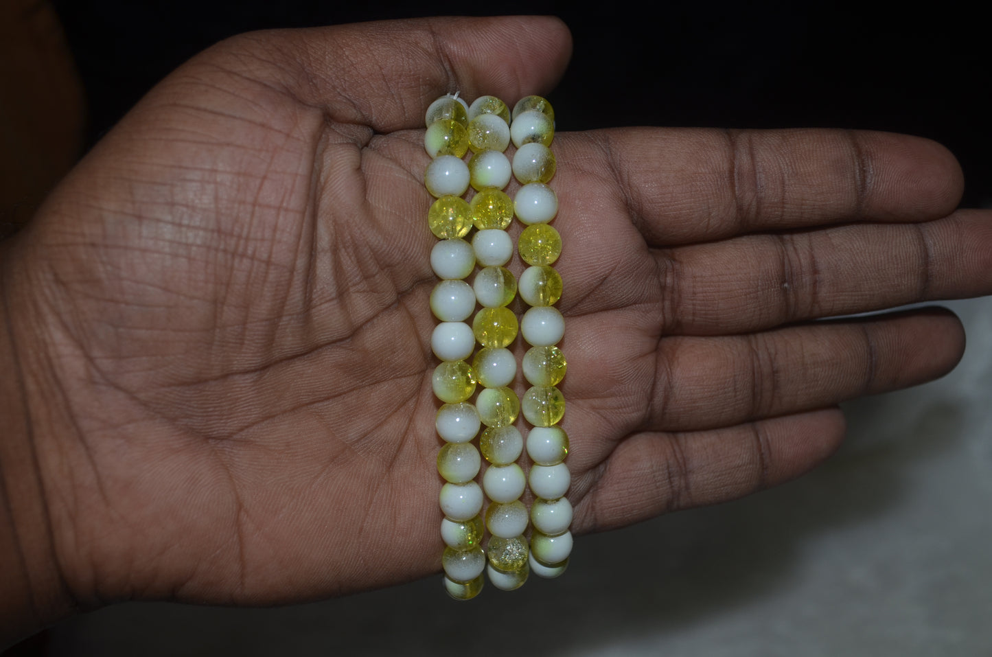 Dual-tone color Crackle Glass Beads - 26cm Strings, Pack of 5