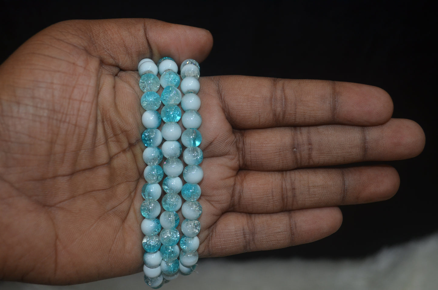 Dual-tone color Crackle Glass Beads - 26cm Strings, Pack of 5