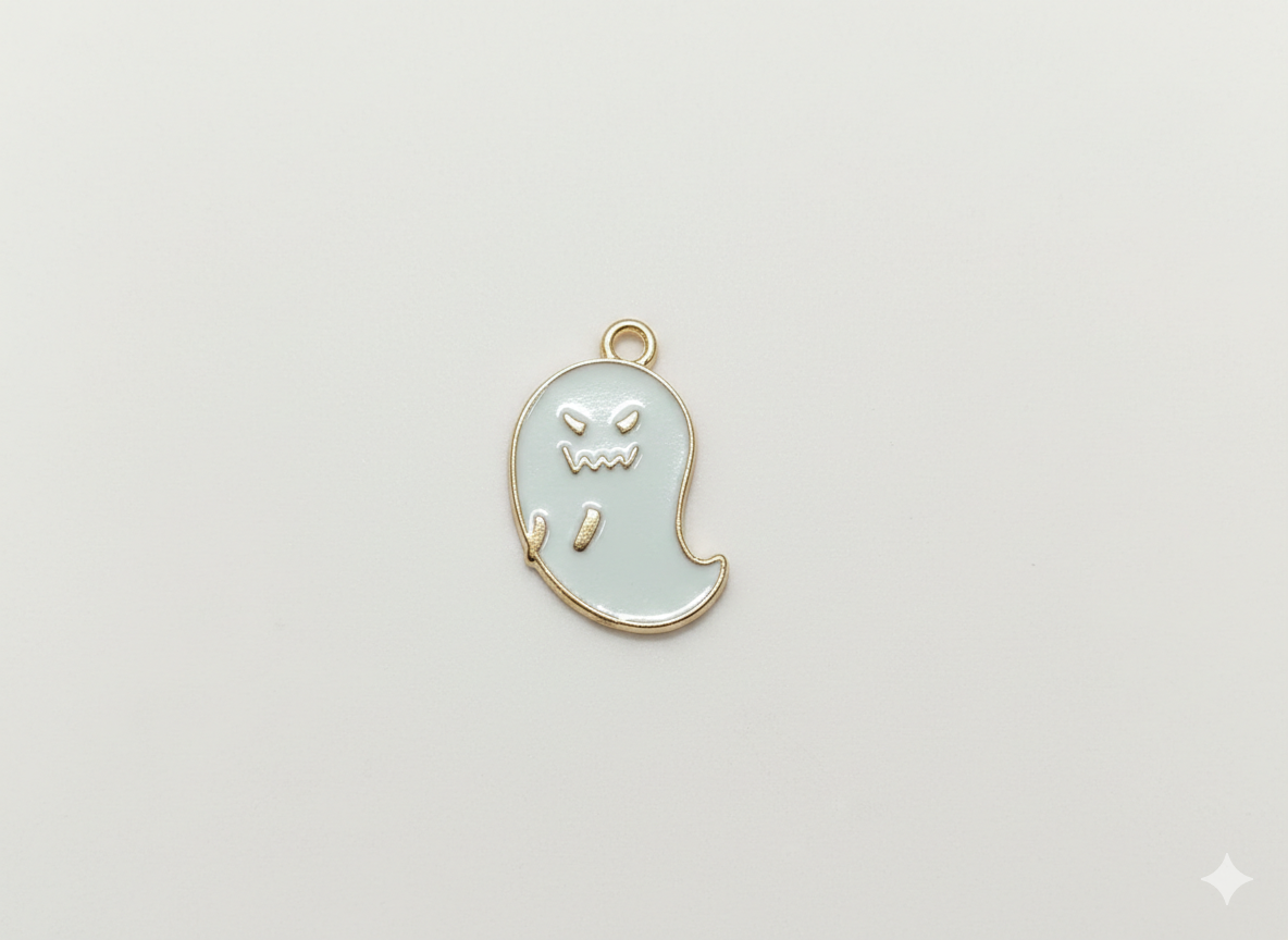 NAGNESHI Spooky Little White Ghost Enamel Charms Metal Pendant for Jewelry Making