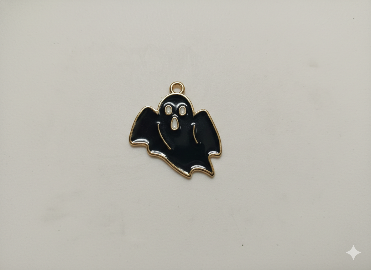 NAGNESHI Spooky Black Ghost Enamel Charms Metal Pendant for Jewelry Making