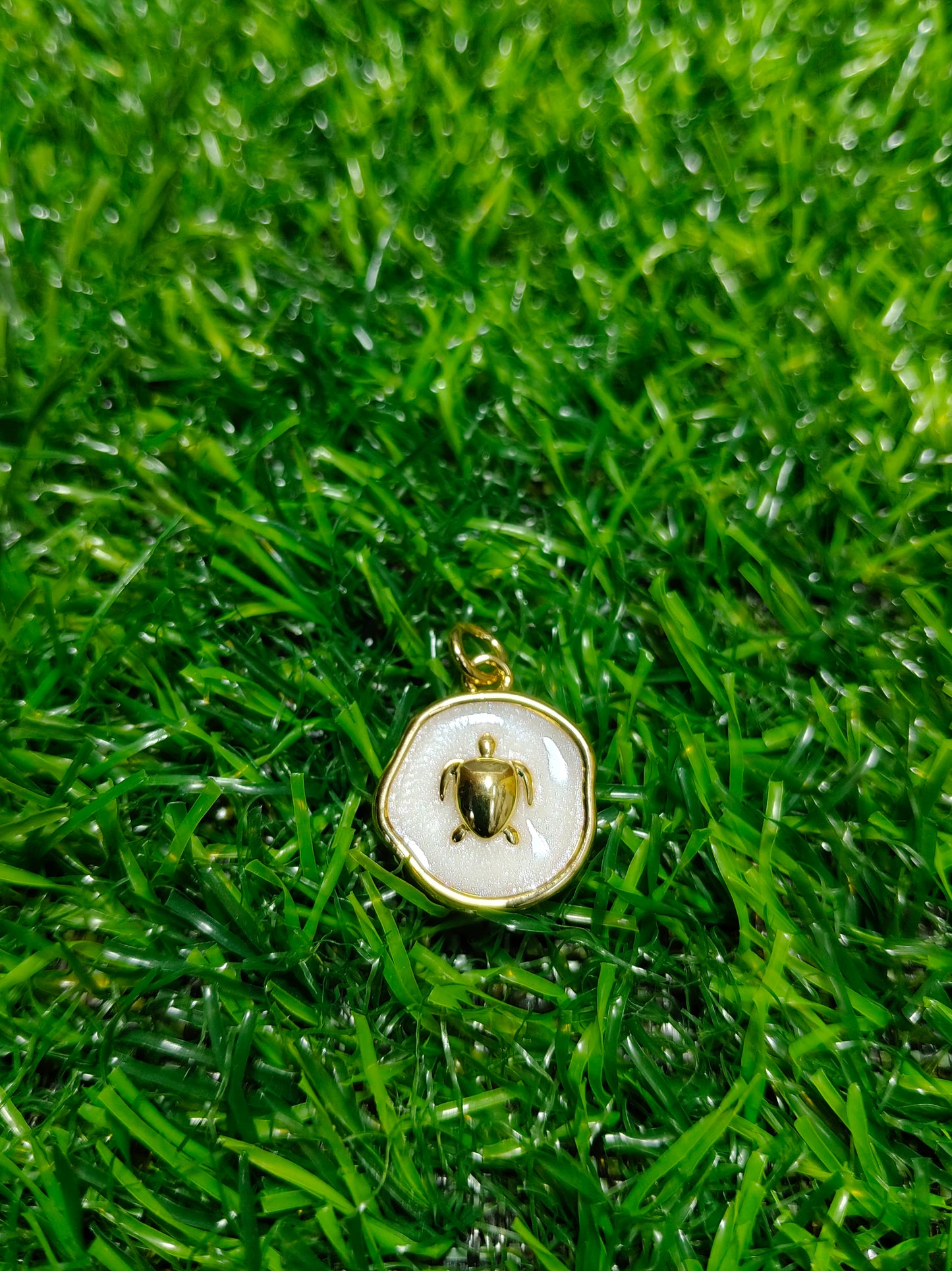 Anti-Tarnish Sea Turtle Charms | Gold & Pearlescent Enamel Pendants