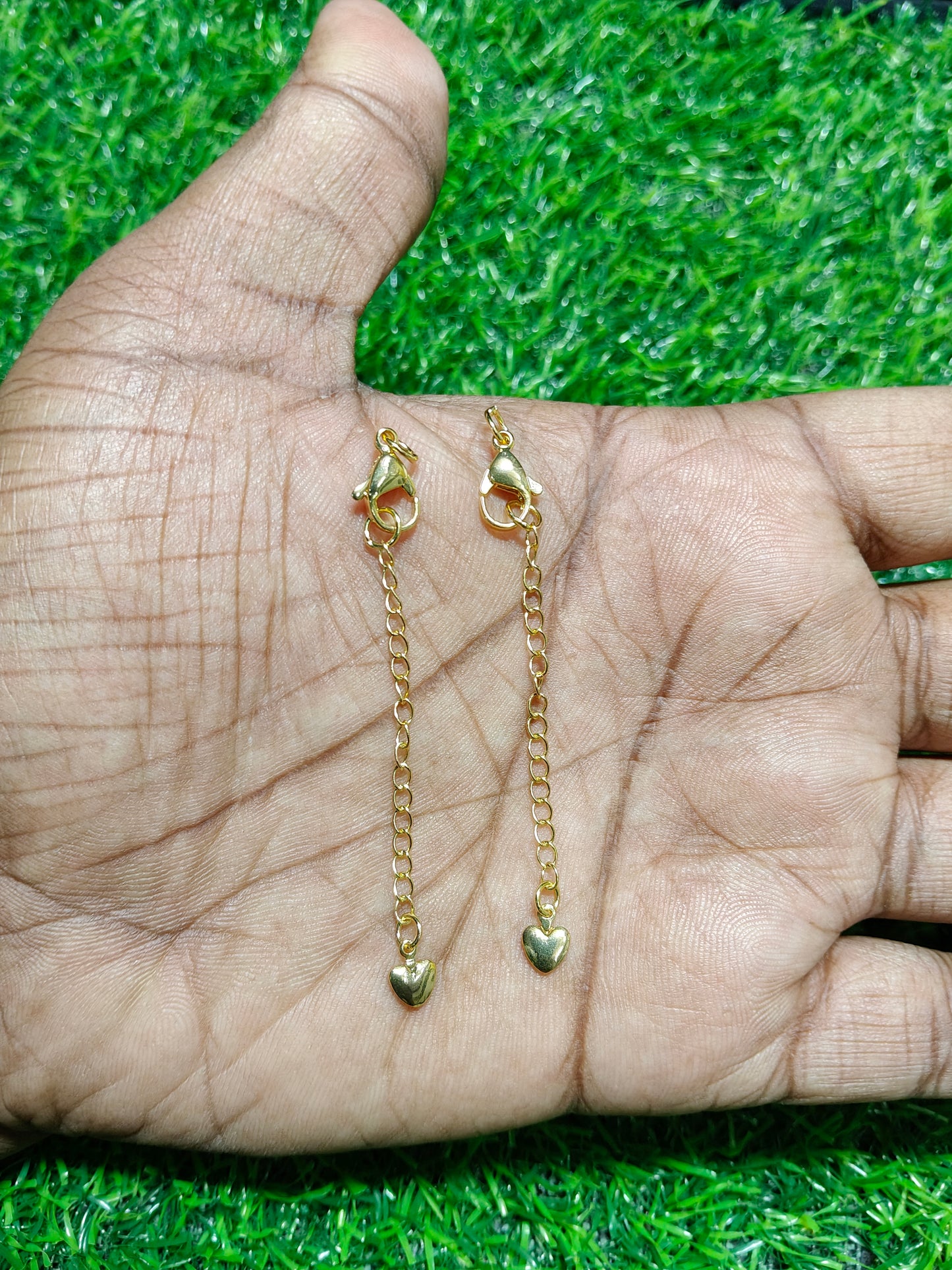 Anti-Tarnish Gold Tone Adjustable Extender Chain with Heart Drop (Pack of 10)