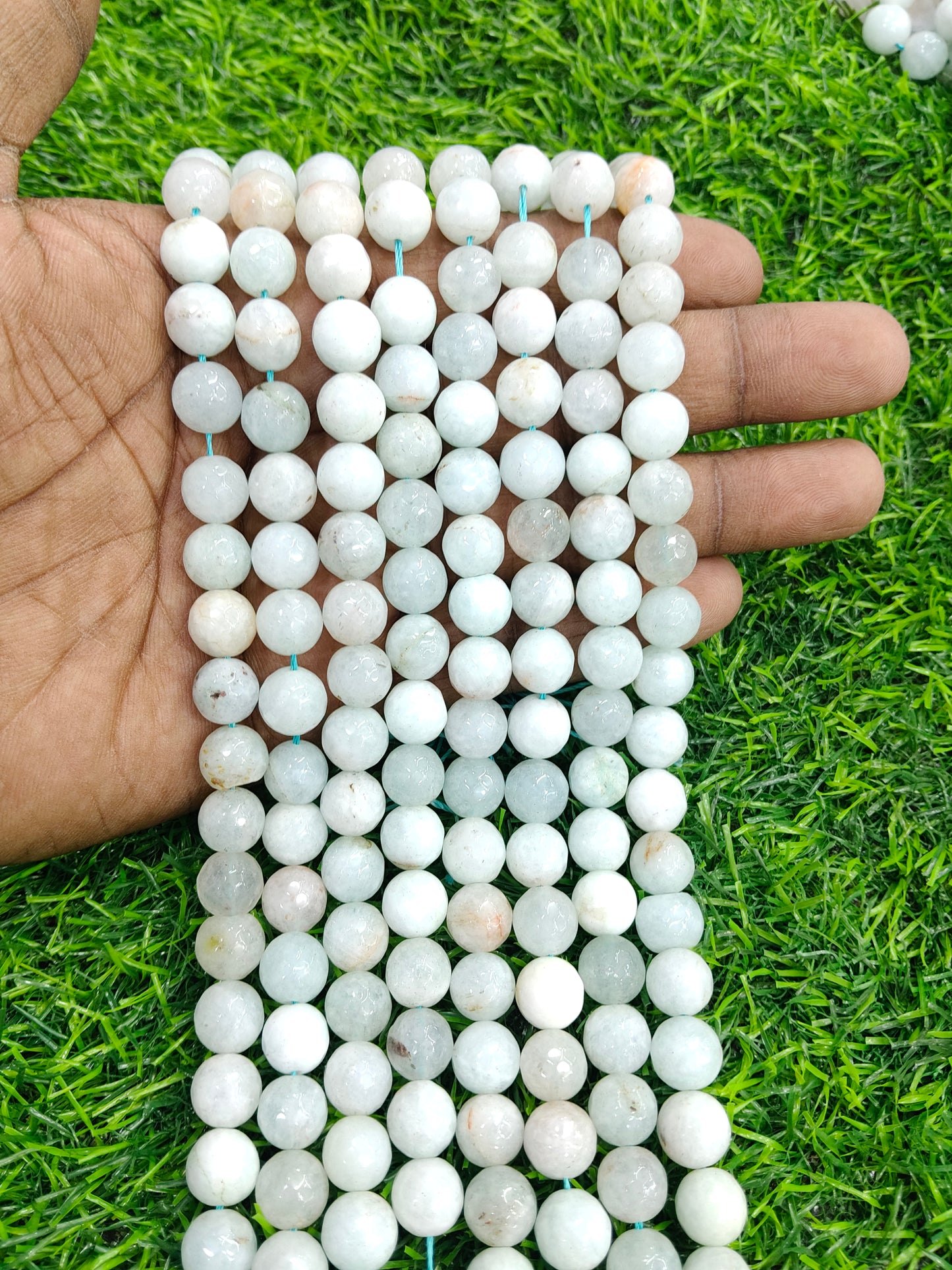 Premium 10mm Smooth Round Milky White Onyx Gemstone Beads - Approx. 38 Pcs/String
