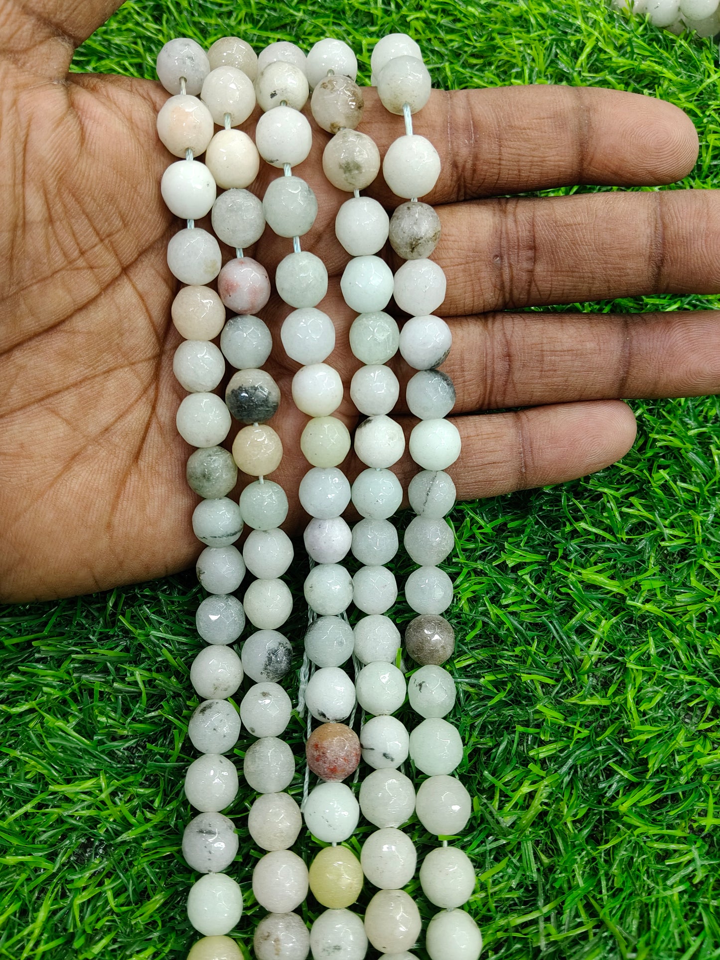 Natural White Agate Onyx Round Beads with Earthy Speckles (Approx. 38 Pcs/String)