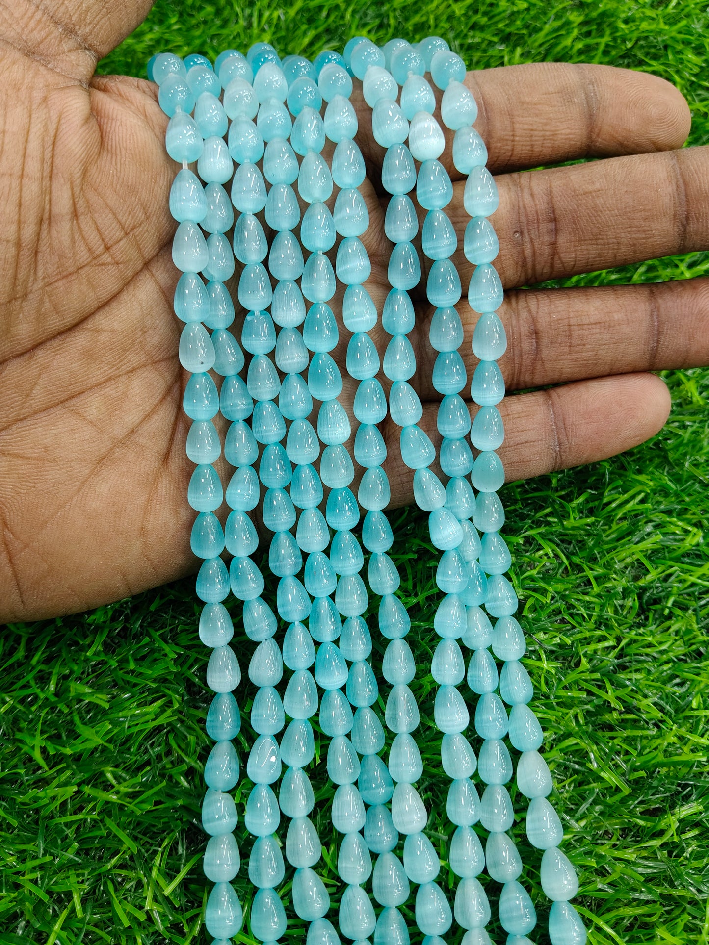 Monalisa original beads size 8@11 Bright Aqua Blue Teardrop Beads - Comes in Single String