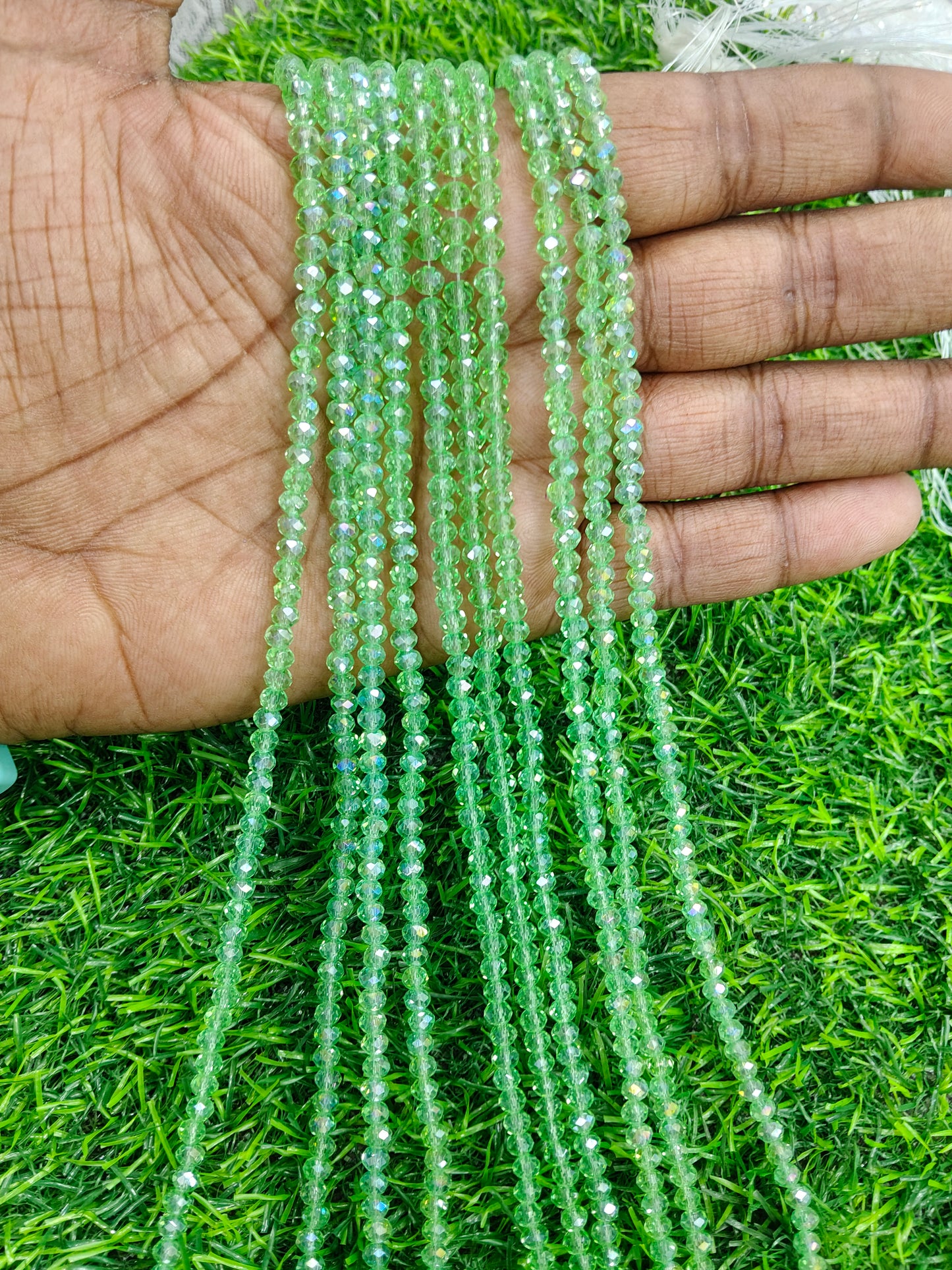 Light Blue Faceted Glass Beads - (Pack of 10 String) 4mm Approx. 113pcs in Single string