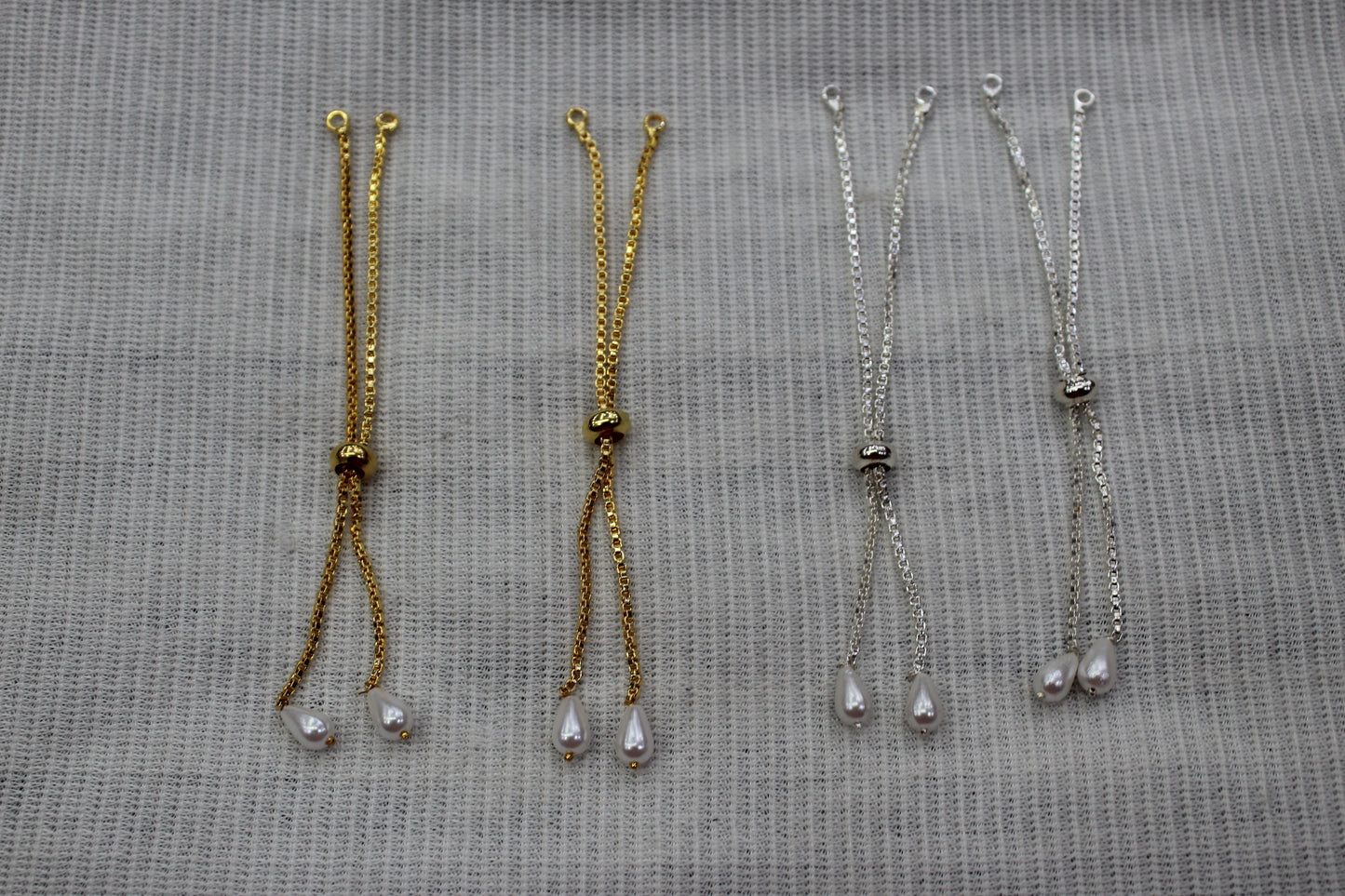 Gold Silver bracelet chain with white pearls silver Rakhi