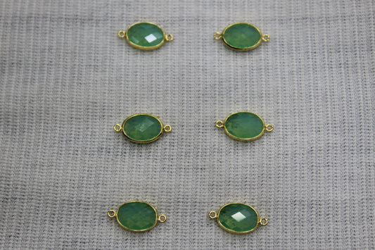 Connctor Oval Green  Charms Anti Tarnish