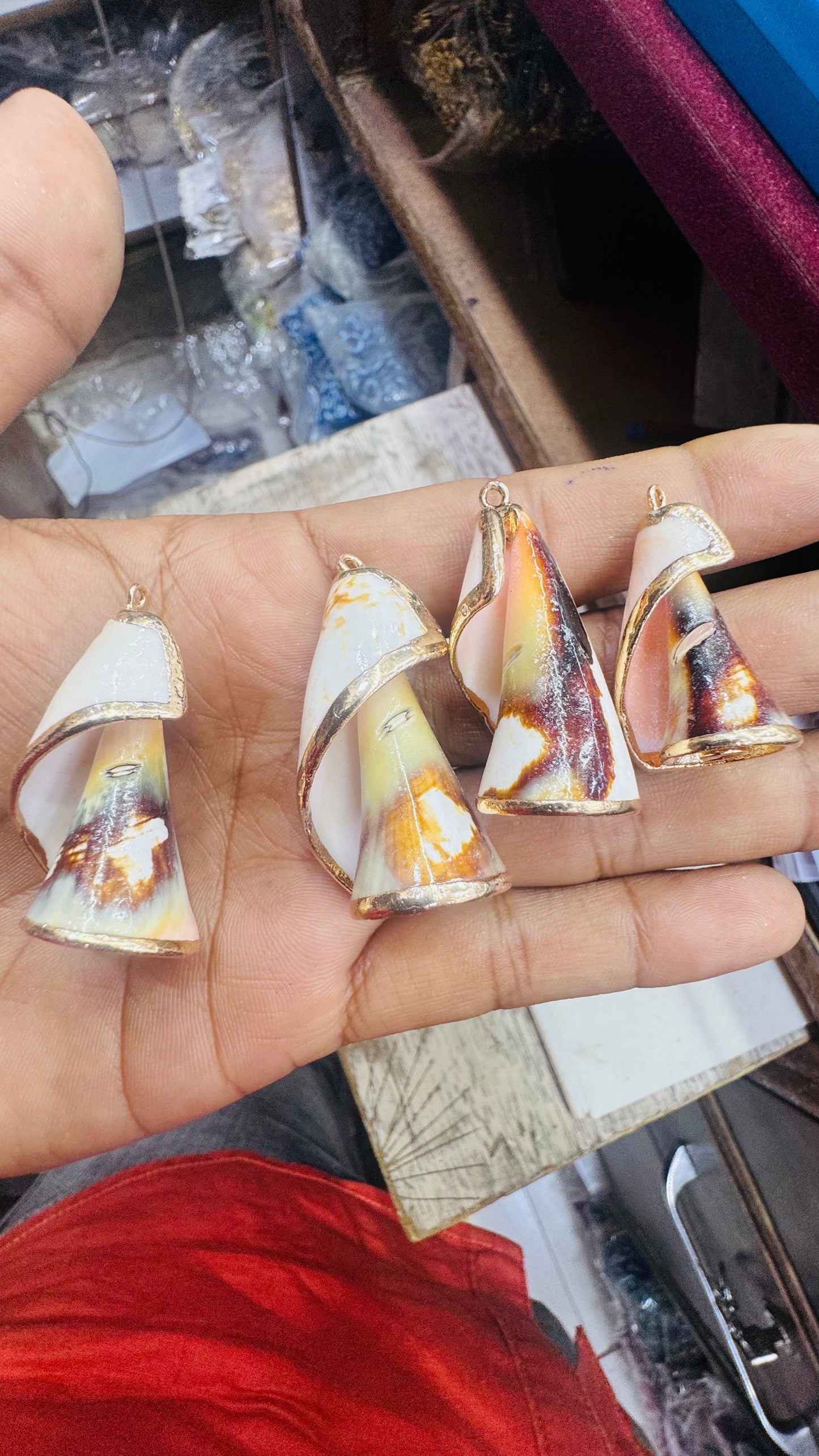 Gold Seashell, Natural Sea Shell Pendant,
