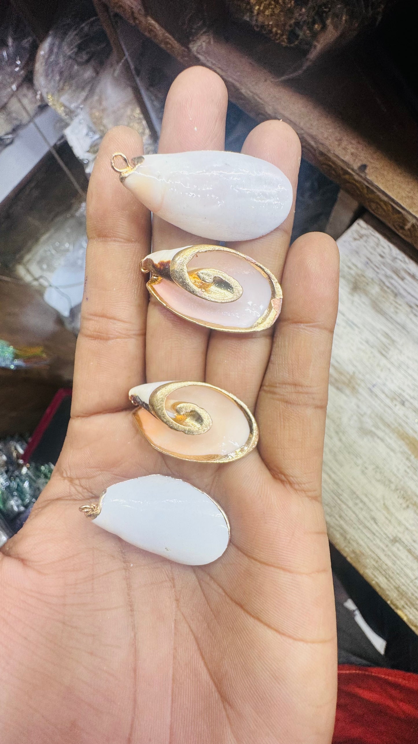Gold Seashell, Natural Sea Shell Pendant