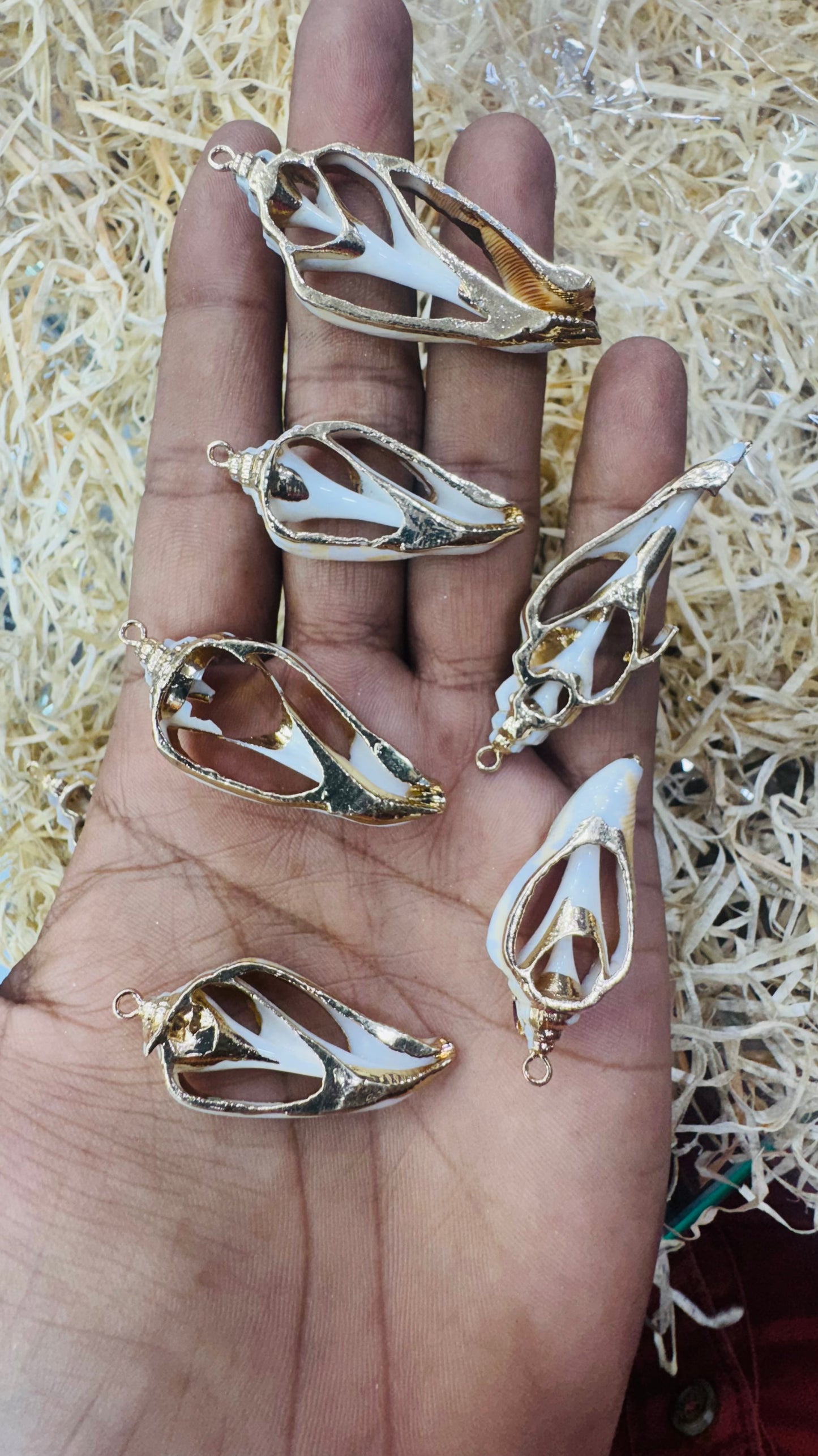 Gold Seashell, Natural Sea Shell Pendant