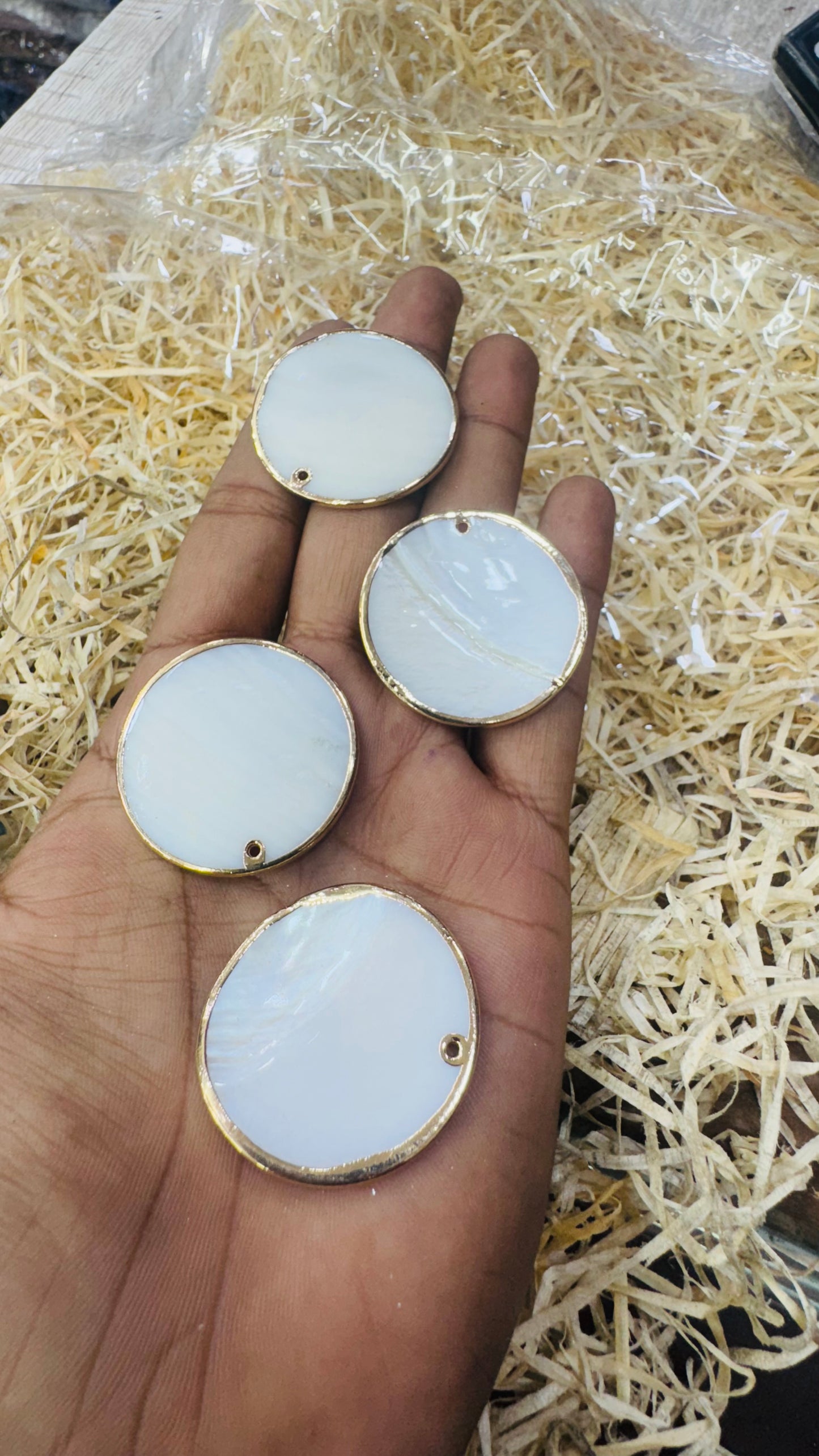 Gold Seashell, Natural Sea Shell Pendant Size 35 MM