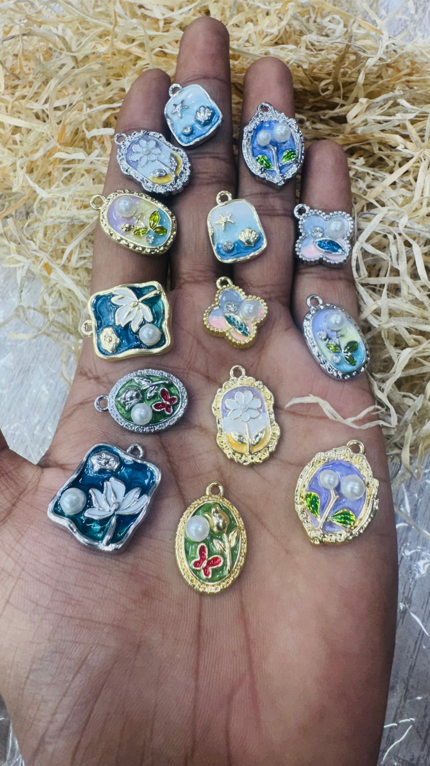 Gold and Silver Enamel Shell Charms, Anti tarnish Jewelry,Shell Pendant Combo