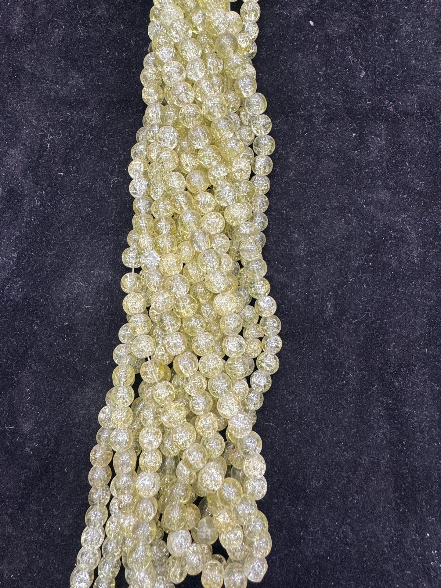 Crackle Glass Beads 8 mm Gold Lemon Color