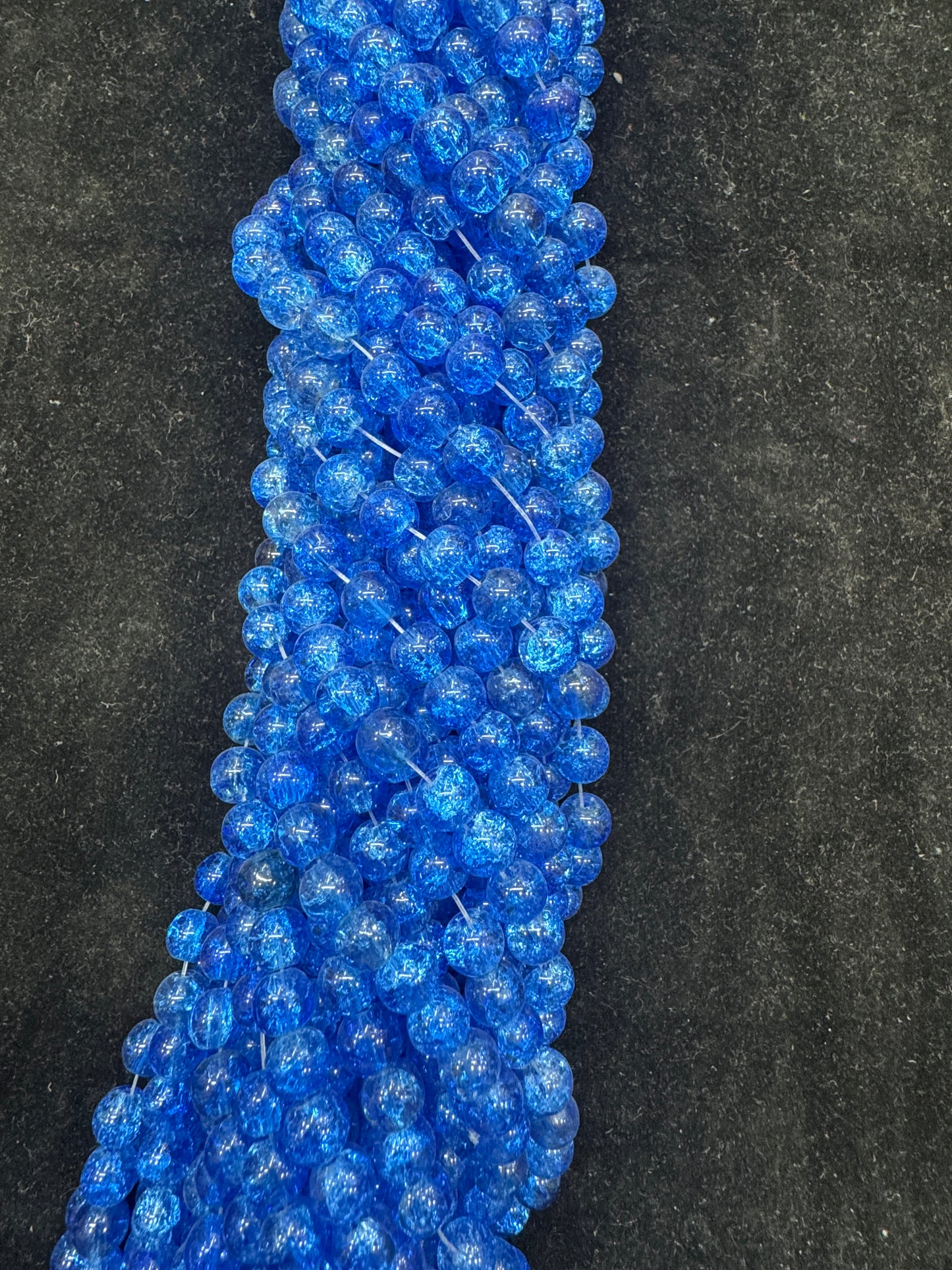 Crackle Glass Beads 8 mm Blue Color