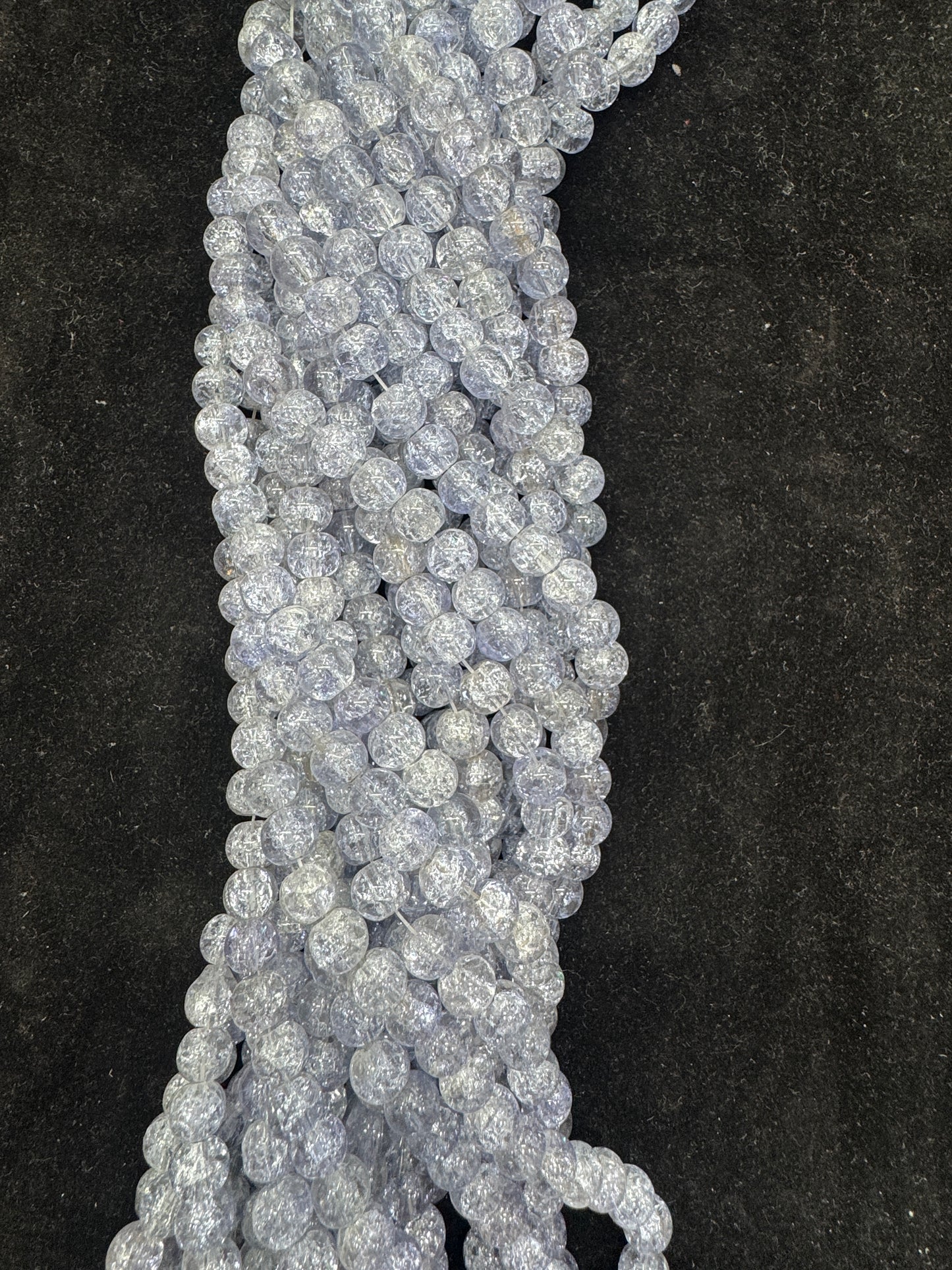 Crackle Glass Beads 8 mm White Grey Color