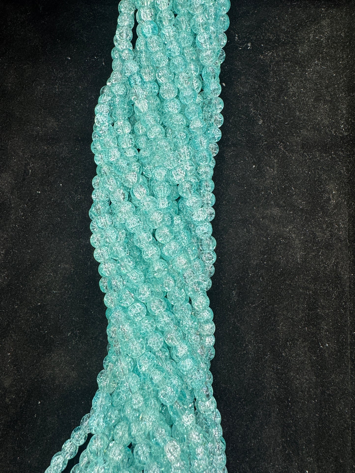 Crackle Glass Beads 8 mm Light Green Color