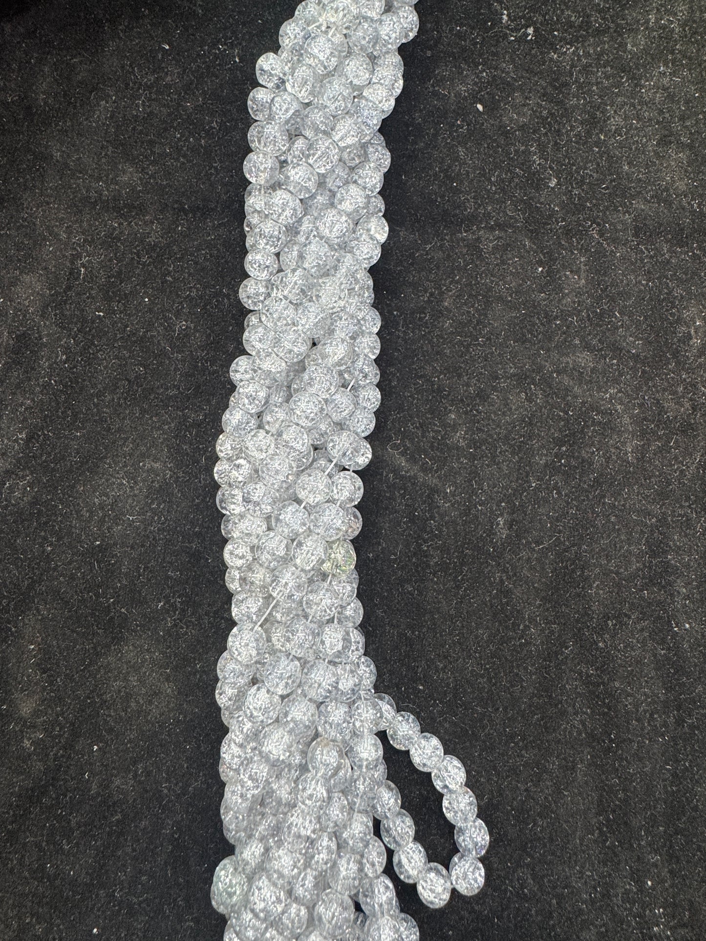 Crackle Glass Beads 8 mm White Color