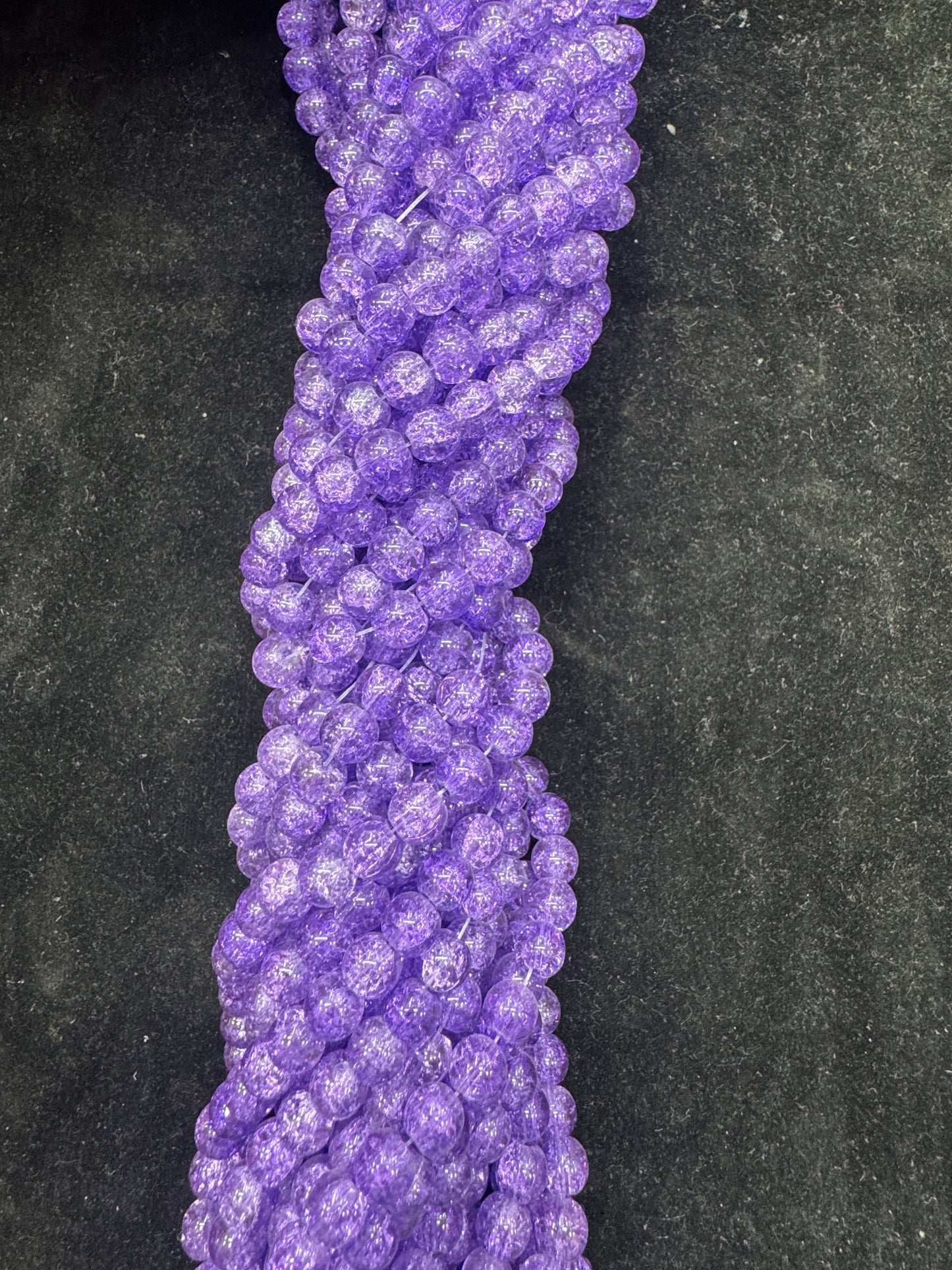 Crackle Glass Beads 8 mm Dark Parpal Color