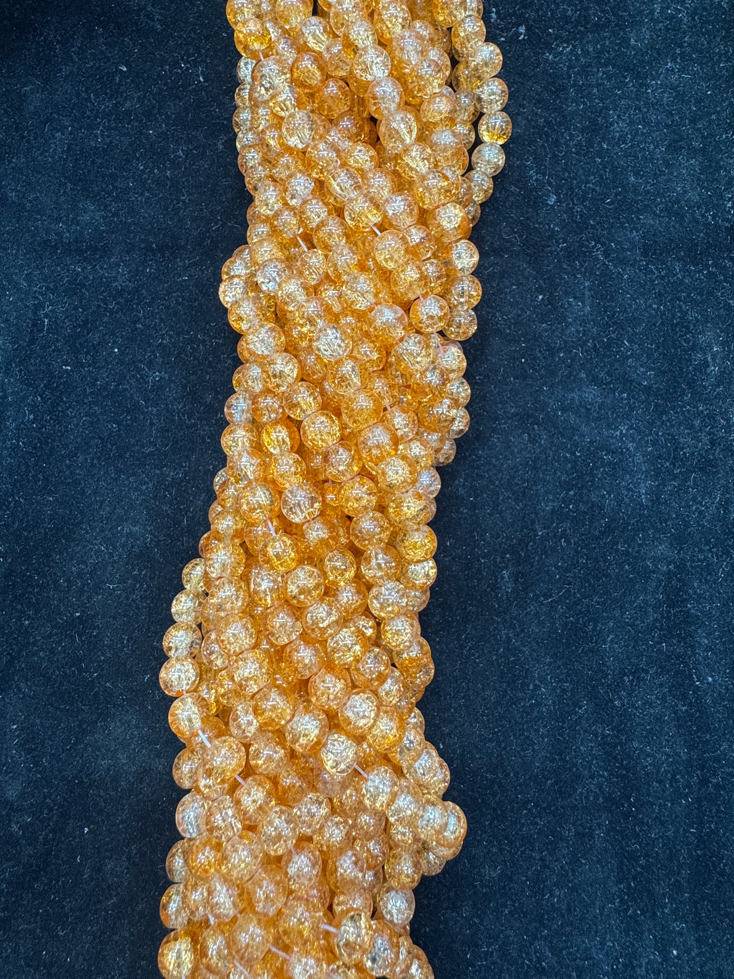Crackle Glass Beads 8 mm Orange Color