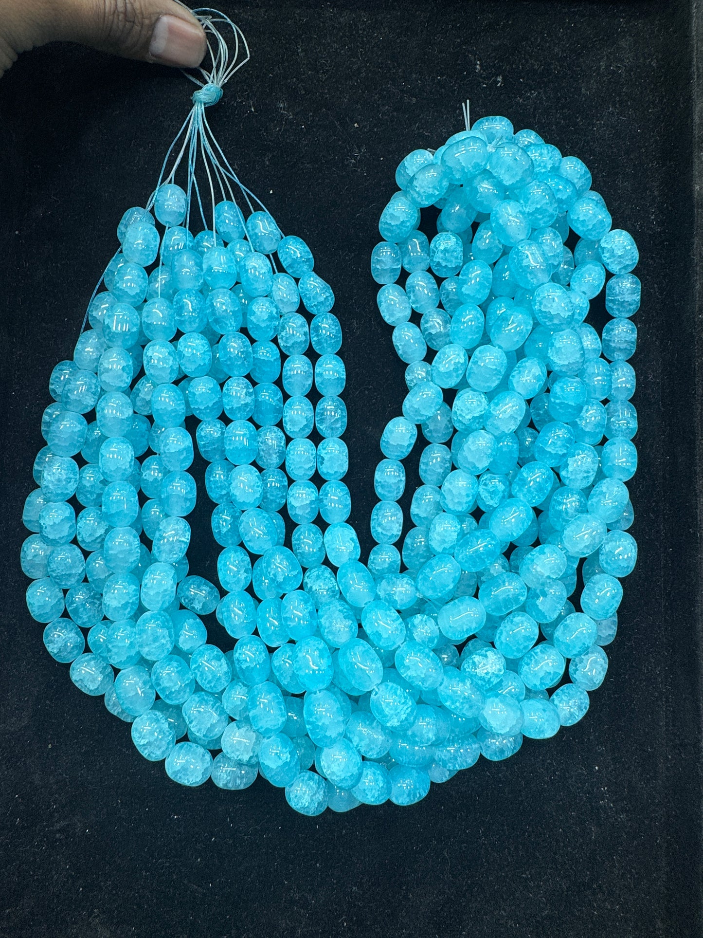 Crackle Oval Glass Beads 10@15 Mm