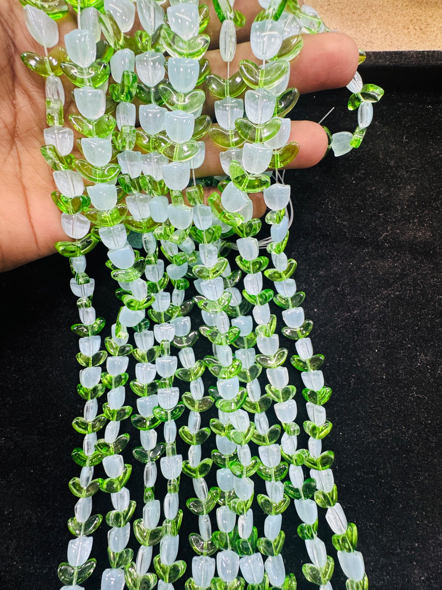 Tulip beads glass sky blue Colrs