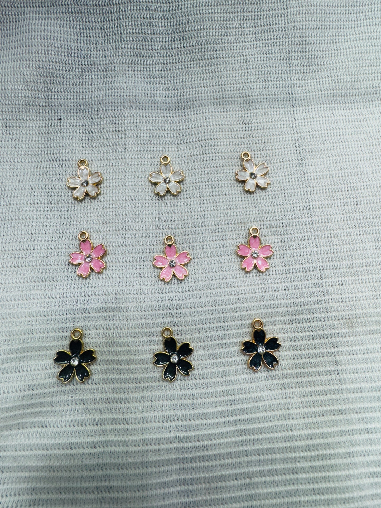 Enamel Stone Flower Charms