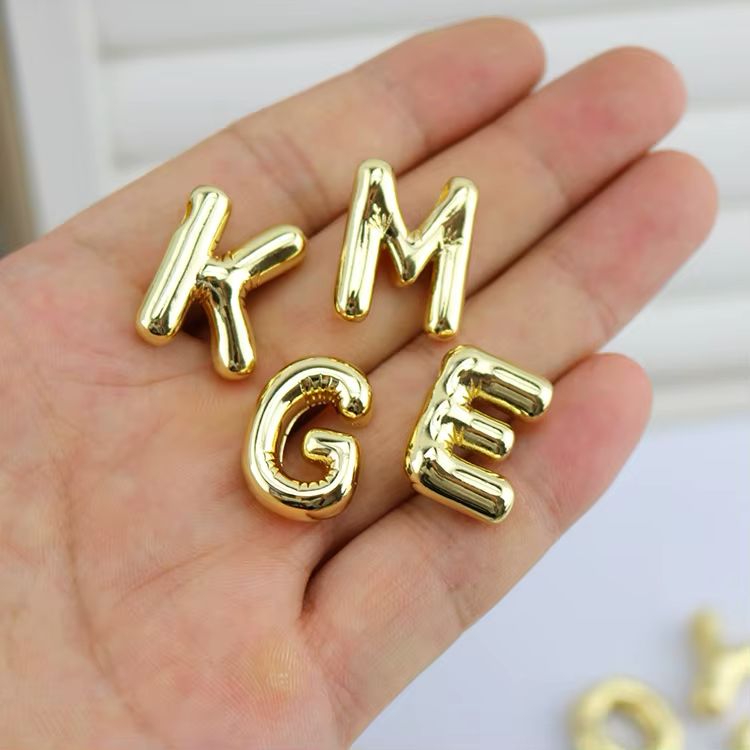 Gold Balloon Letter Charms – A to Z Alphabet – 3D Metallic Letters for DIY Crafts, Jewelry, Keychains, Scrapbooking & Party Decor